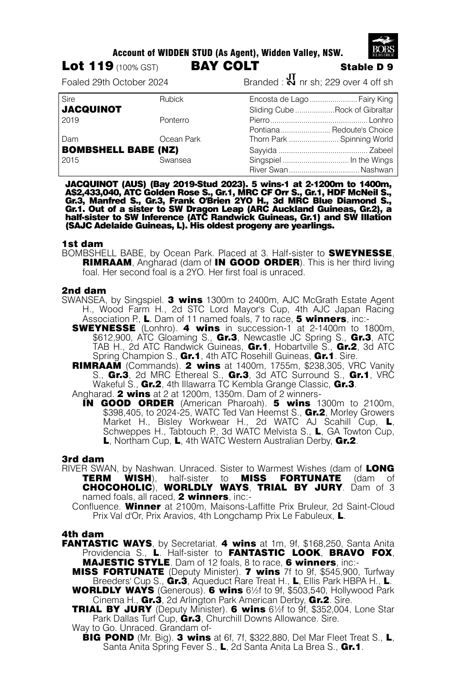 Pedigree - Lot 119