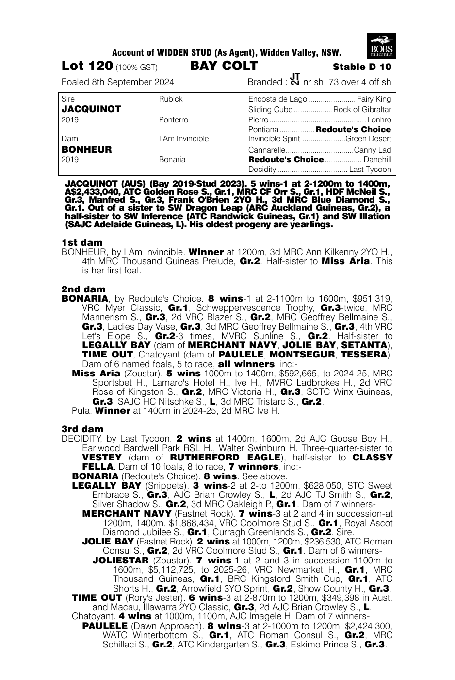 Pedigree - Lot 120
