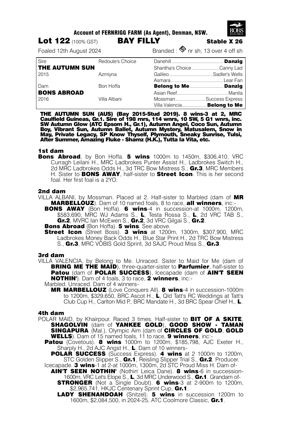 Pedigree - Lot 122