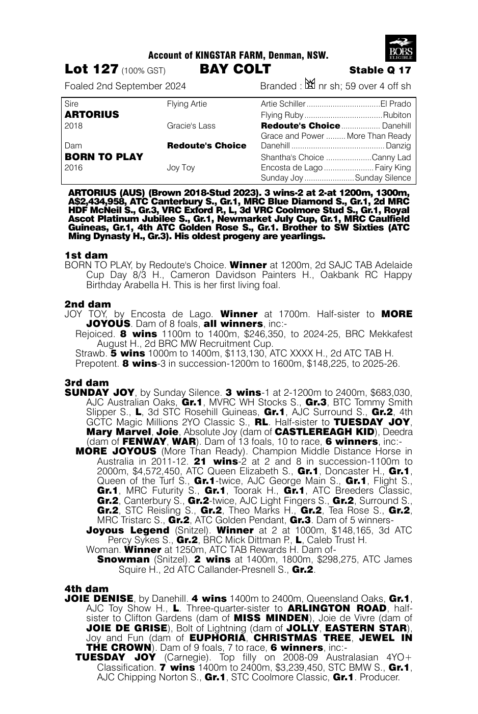 Pedigree - Lot 127