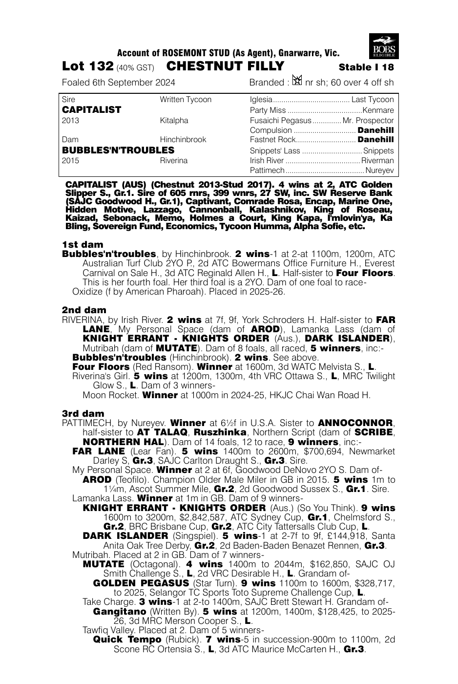 Pedigree - Lot 132