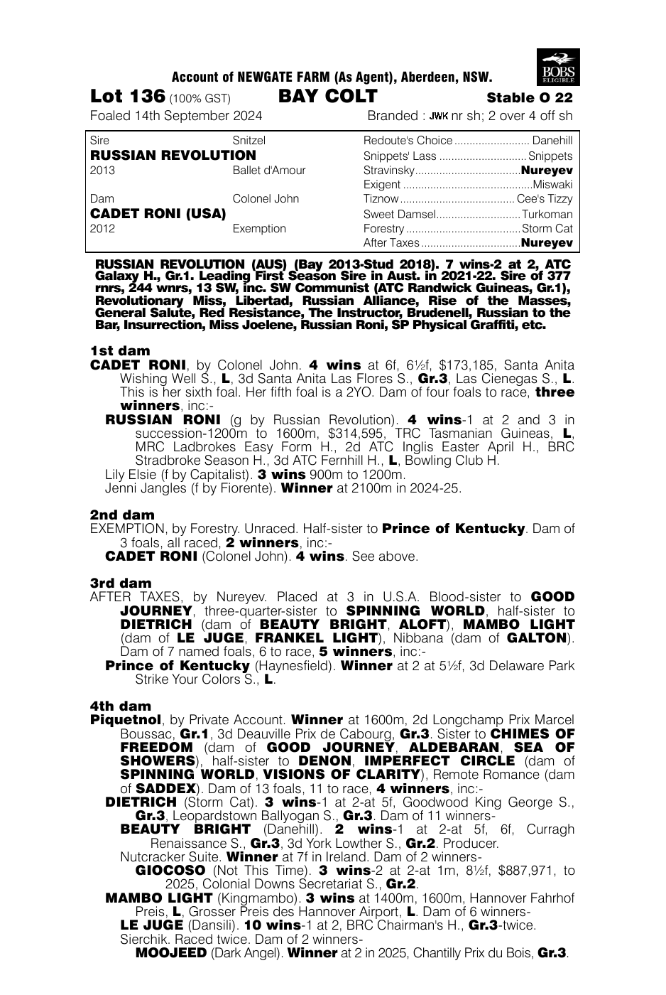 Pedigree - Lot 136