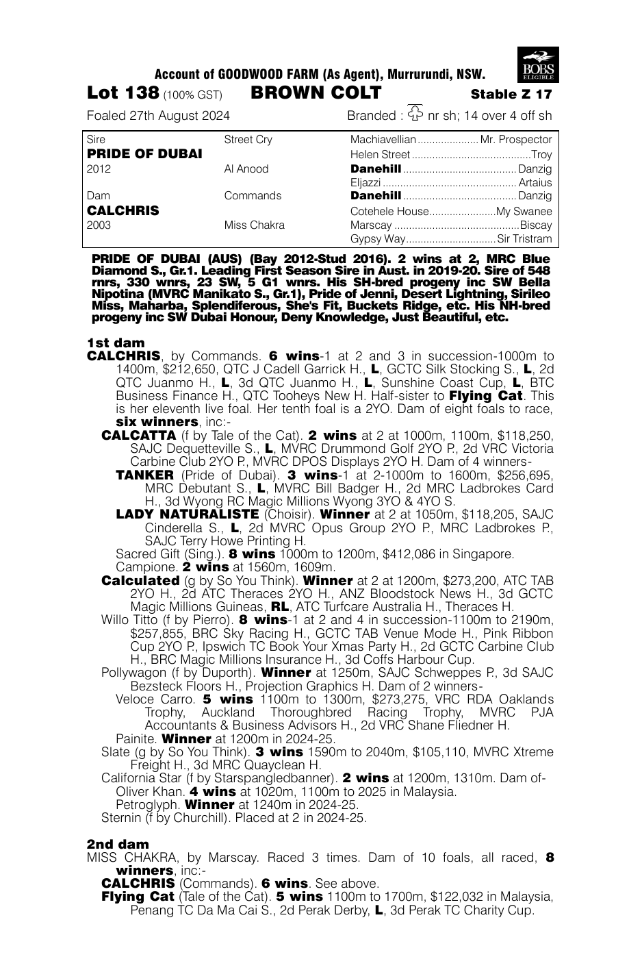 Pedigree - Lot 138