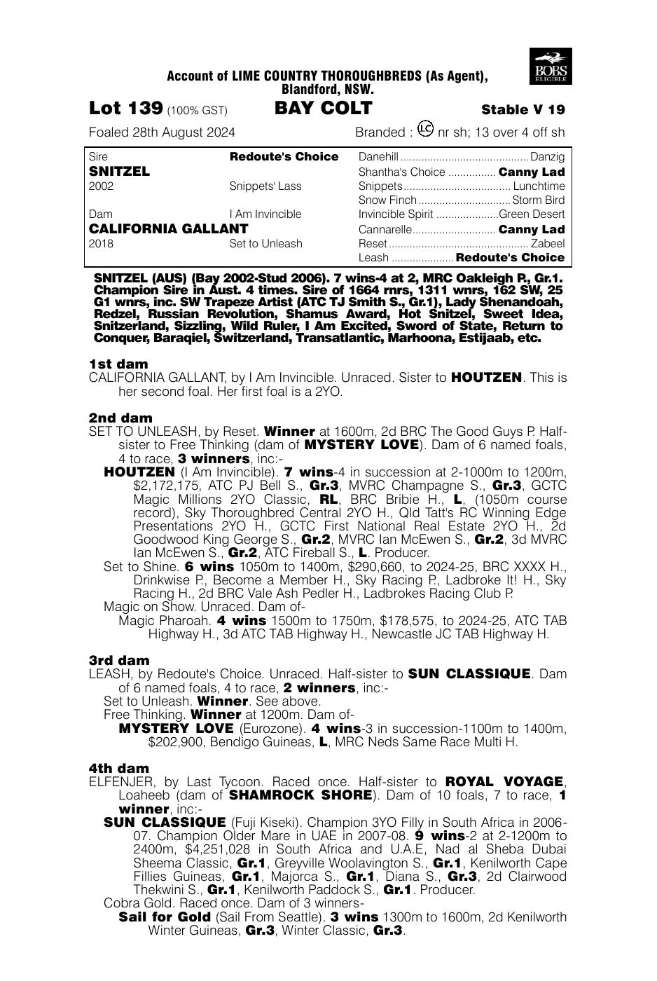Pedigree - Lot 139