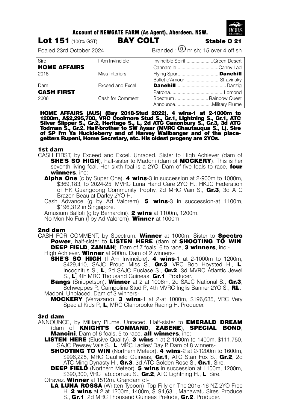 Pedigree - Lot 151