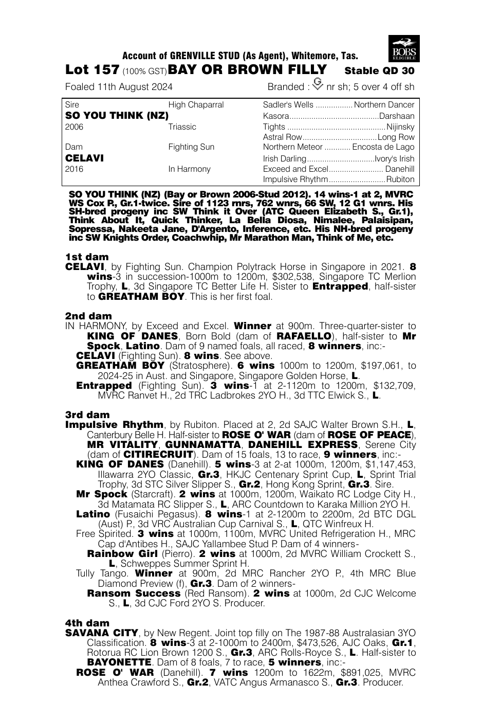 Pedigree - Lot 157