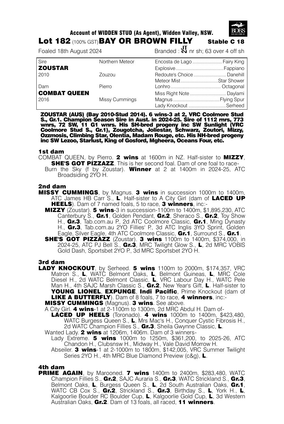 Pedigree - Lot 182