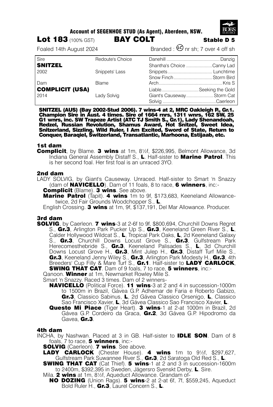 Pedigree - Lot 183