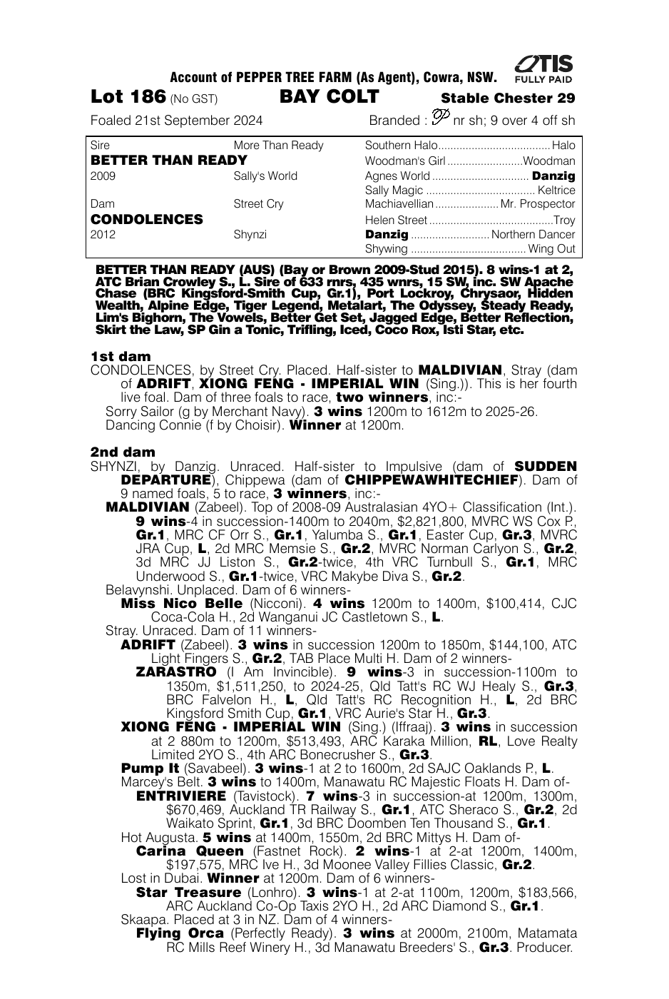 Pedigree - Lot 186