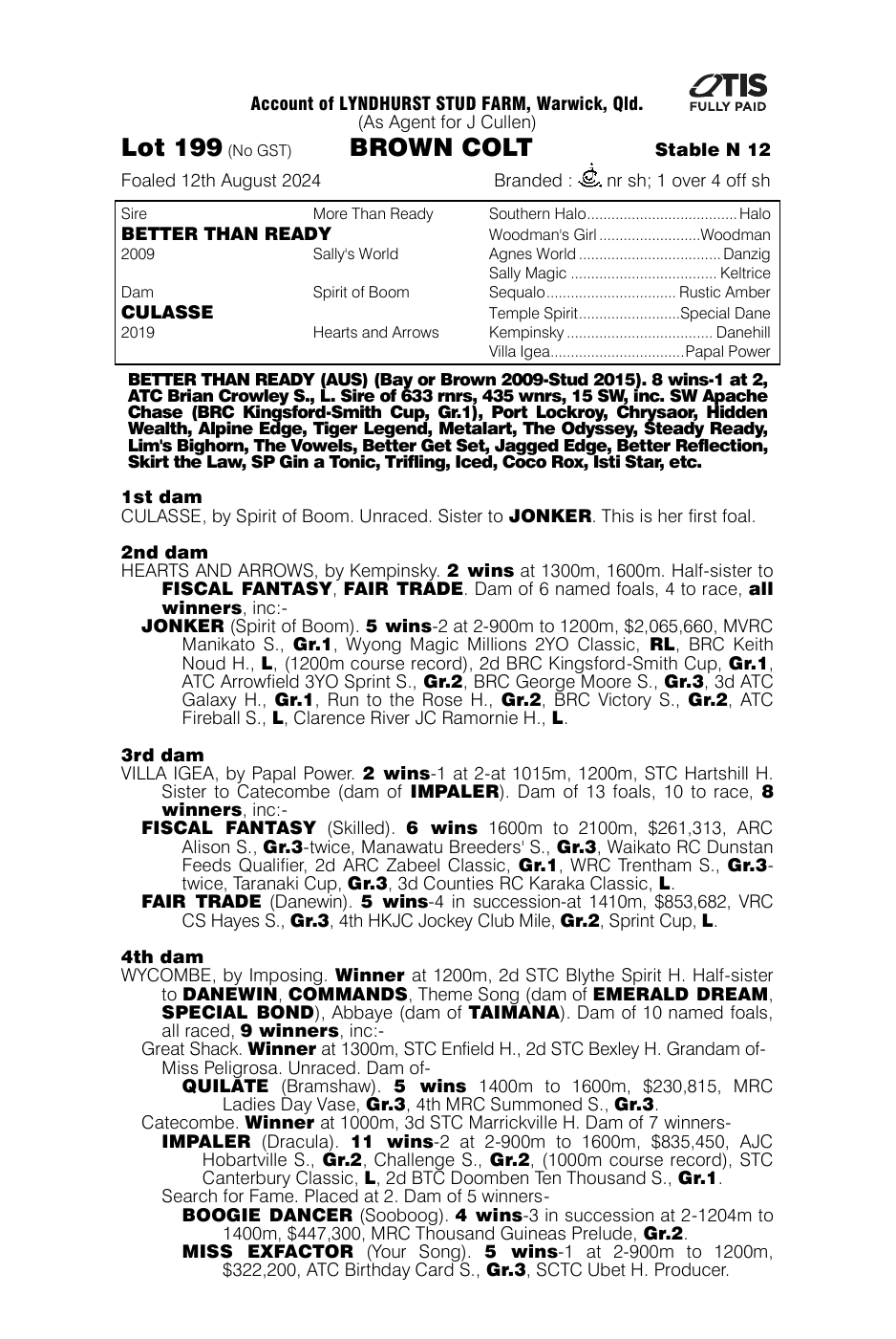 Pedigree - Lot 199