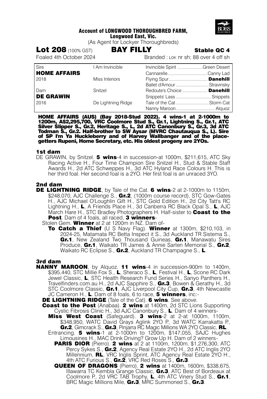 Pedigree - Lot 208