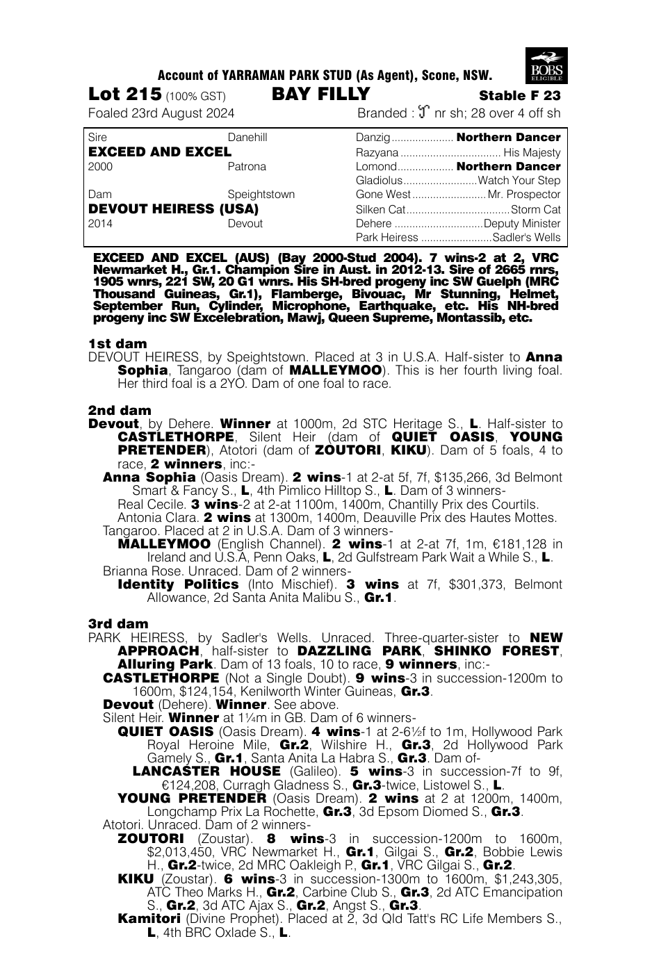 Pedigree - Lot 215