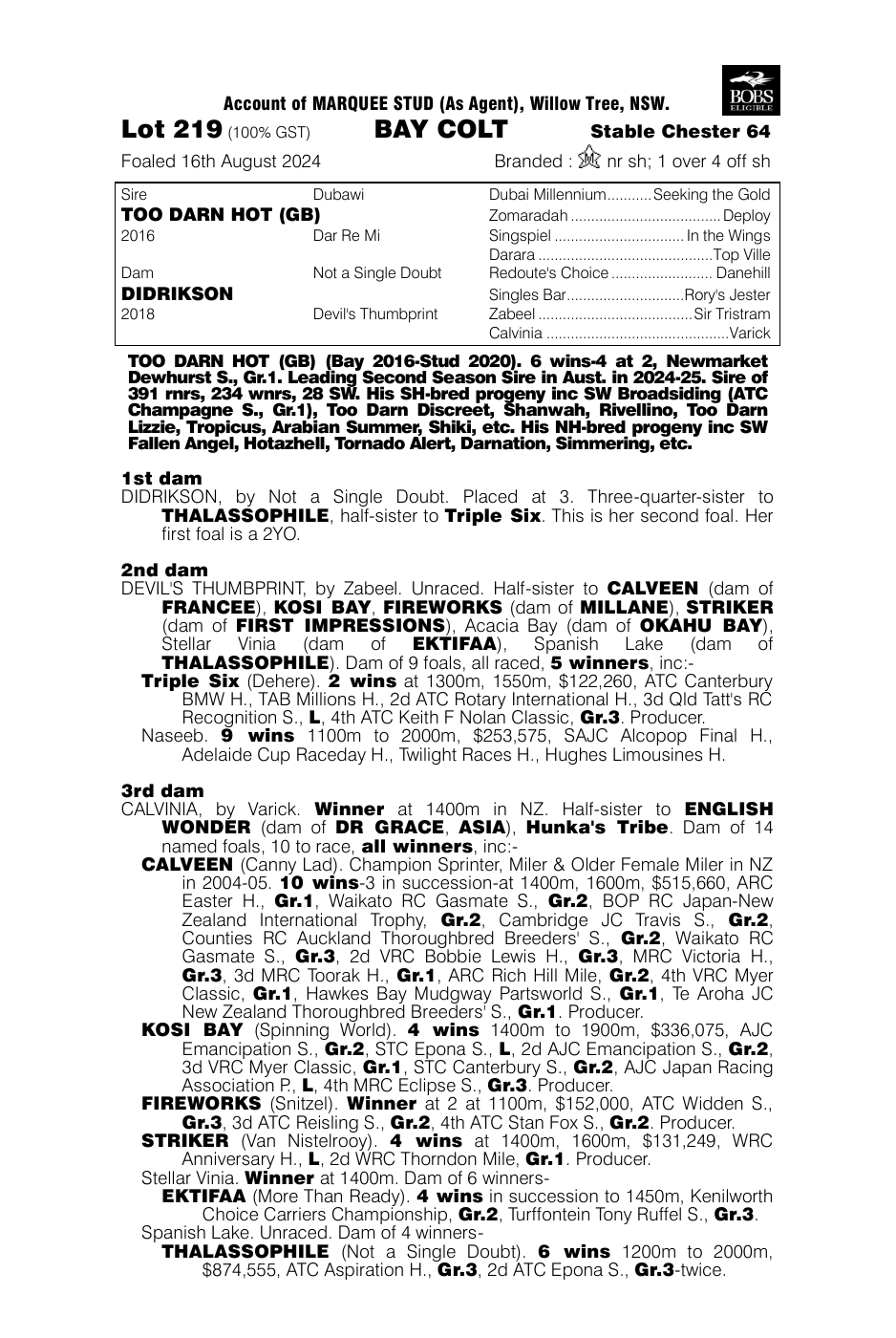 Pedigree - Lot 219