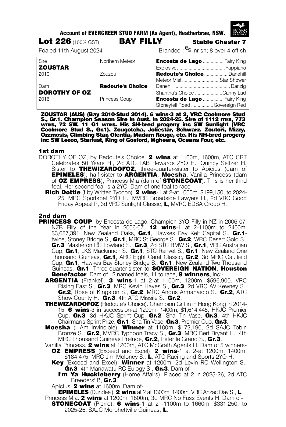 Pedigree - Lot 226
