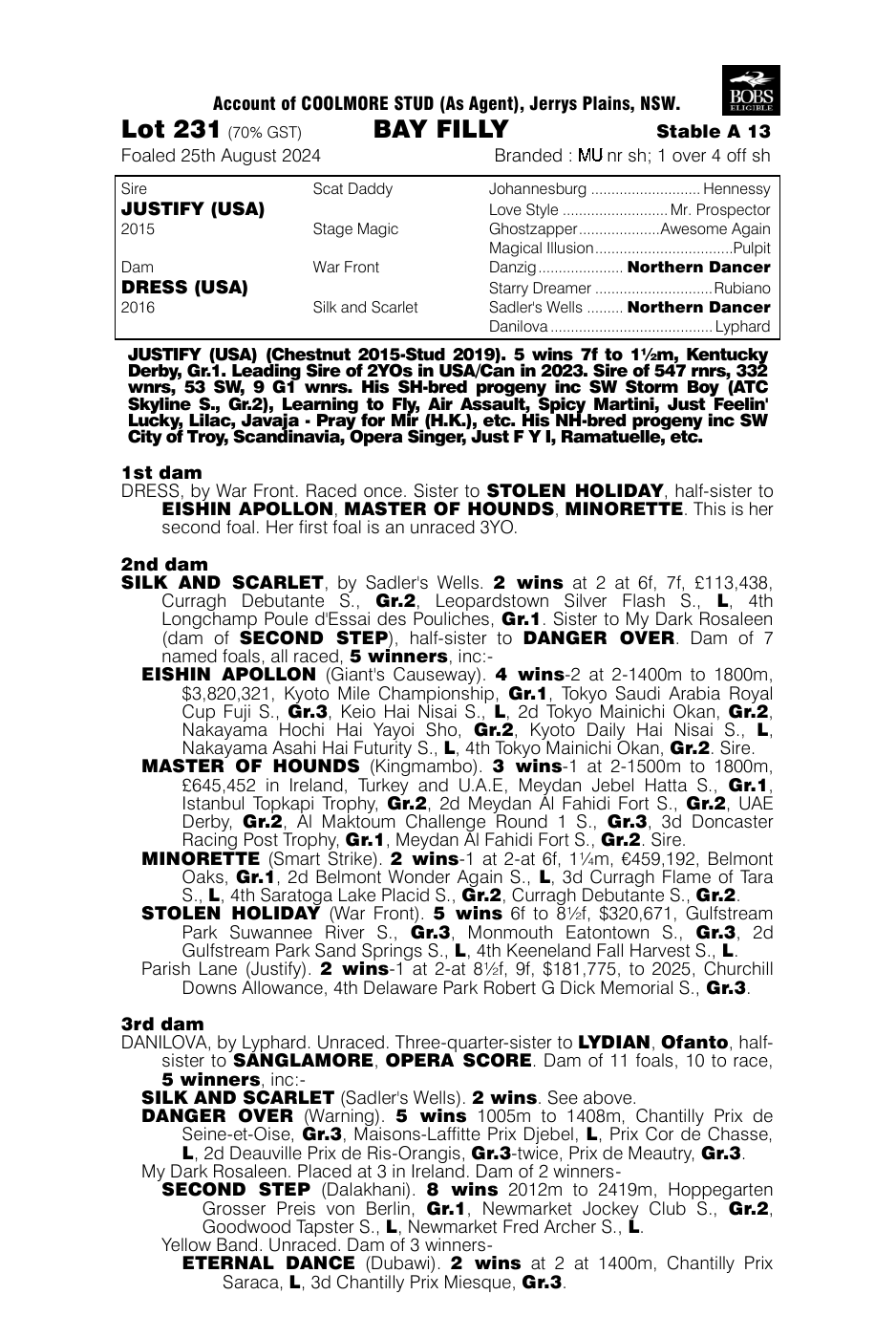 Pedigree - Lot 231