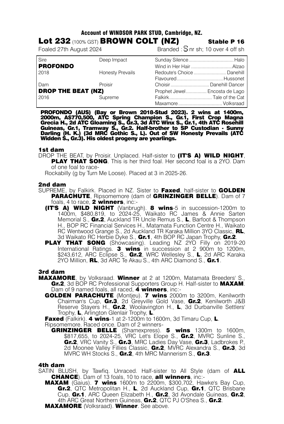 Pedigree - Lot 232
