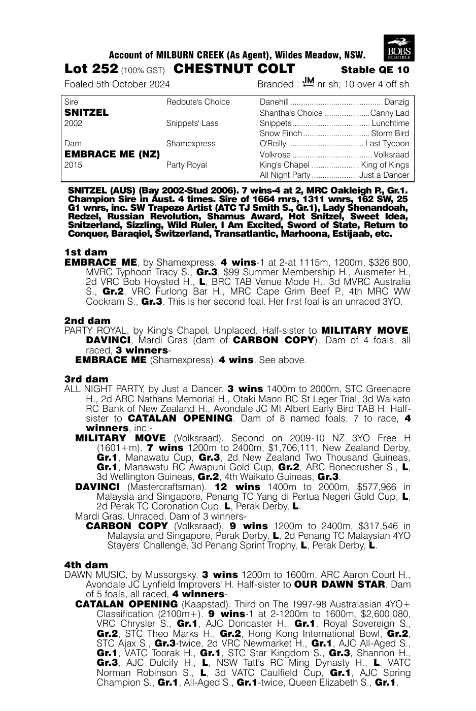 Pedigree - Lot 252