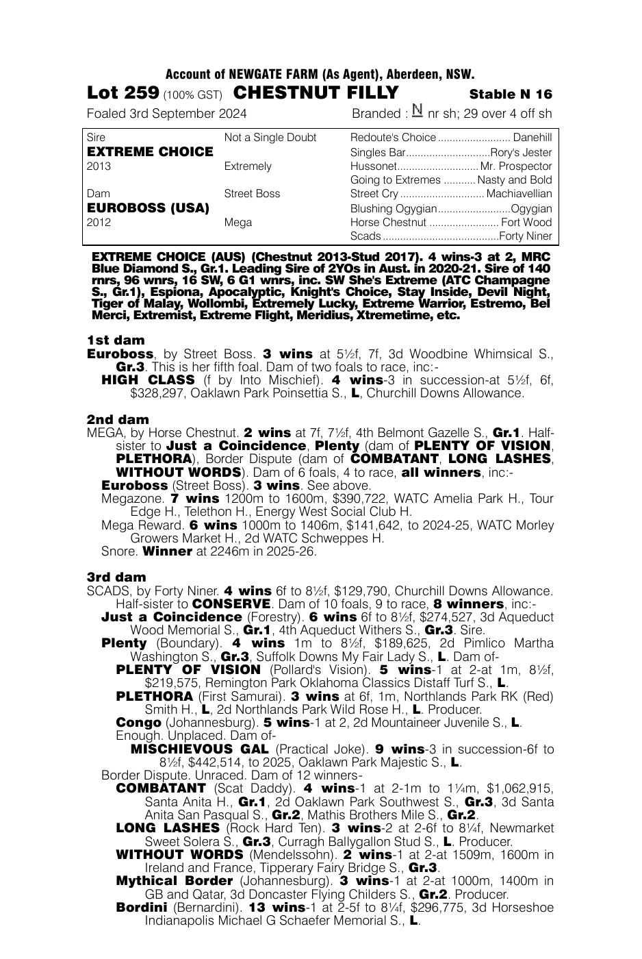 Pedigree - Lot 259