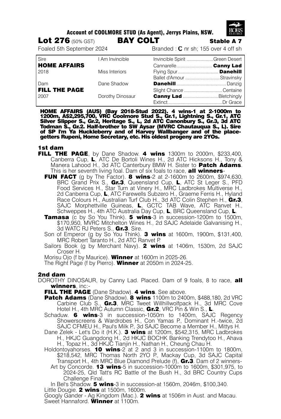 Pedigree - Lot 276