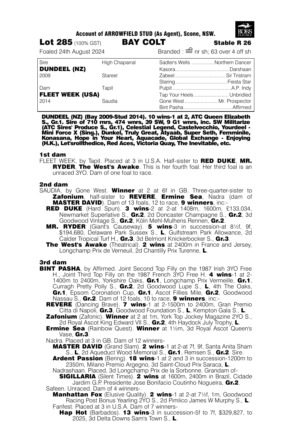 Pedigree - Lot 285