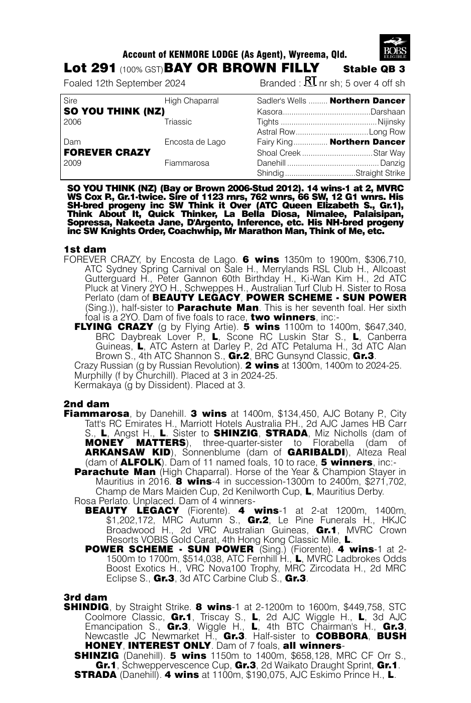 Pedigree - Lot 291