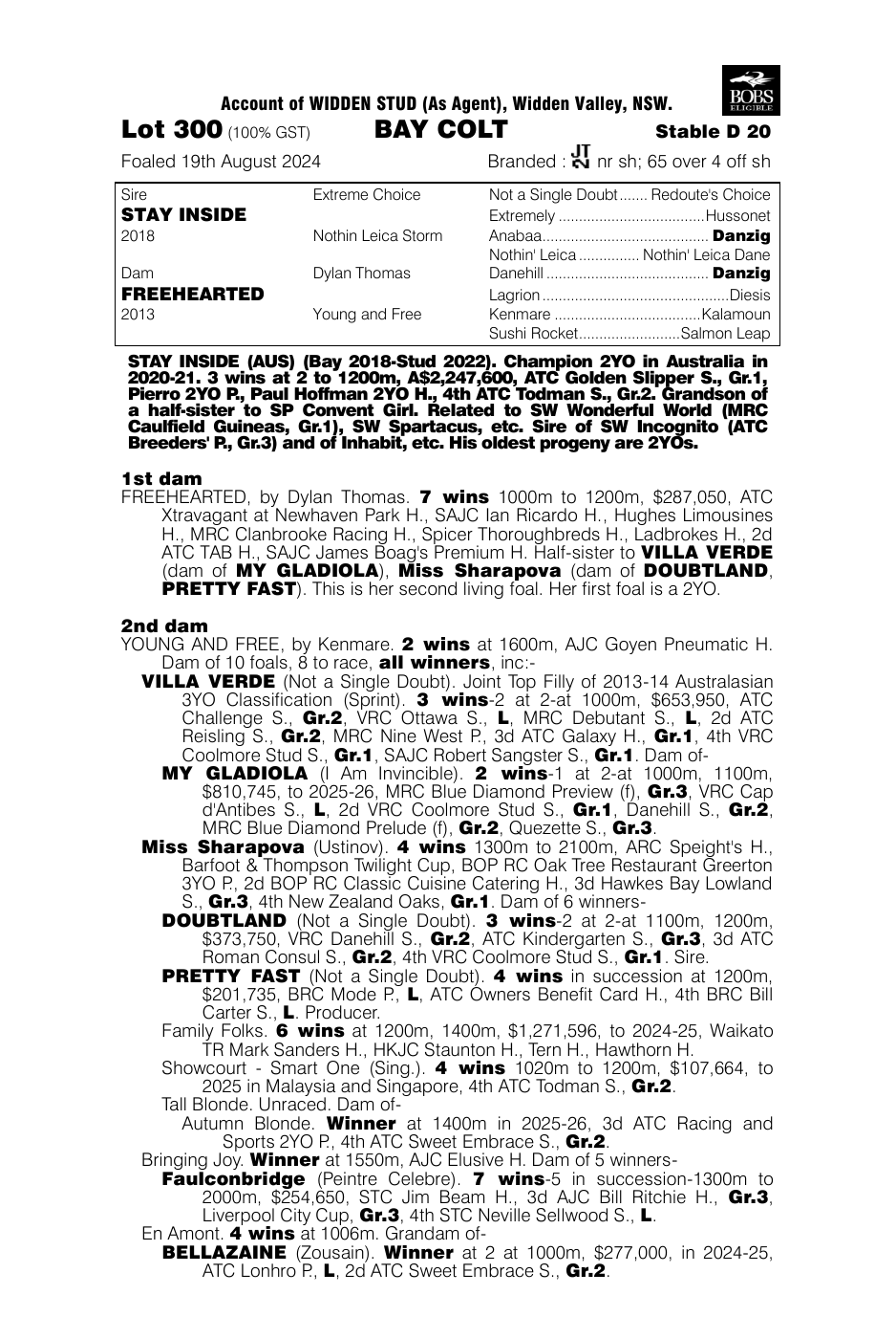 Pedigree - Lot 300