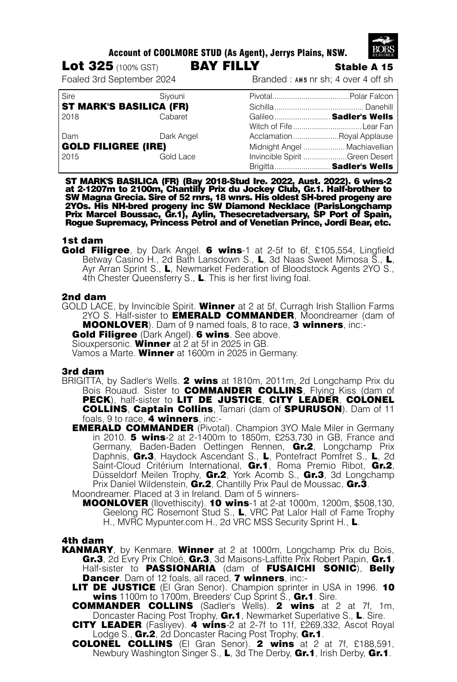Pedigree - Lot 325