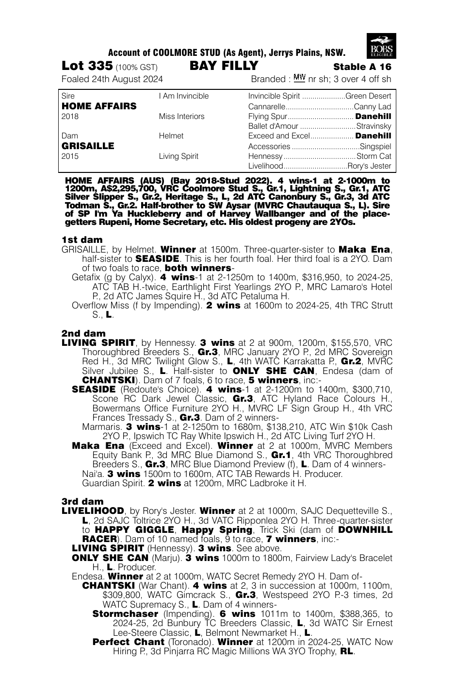 Pedigree - Lot 335