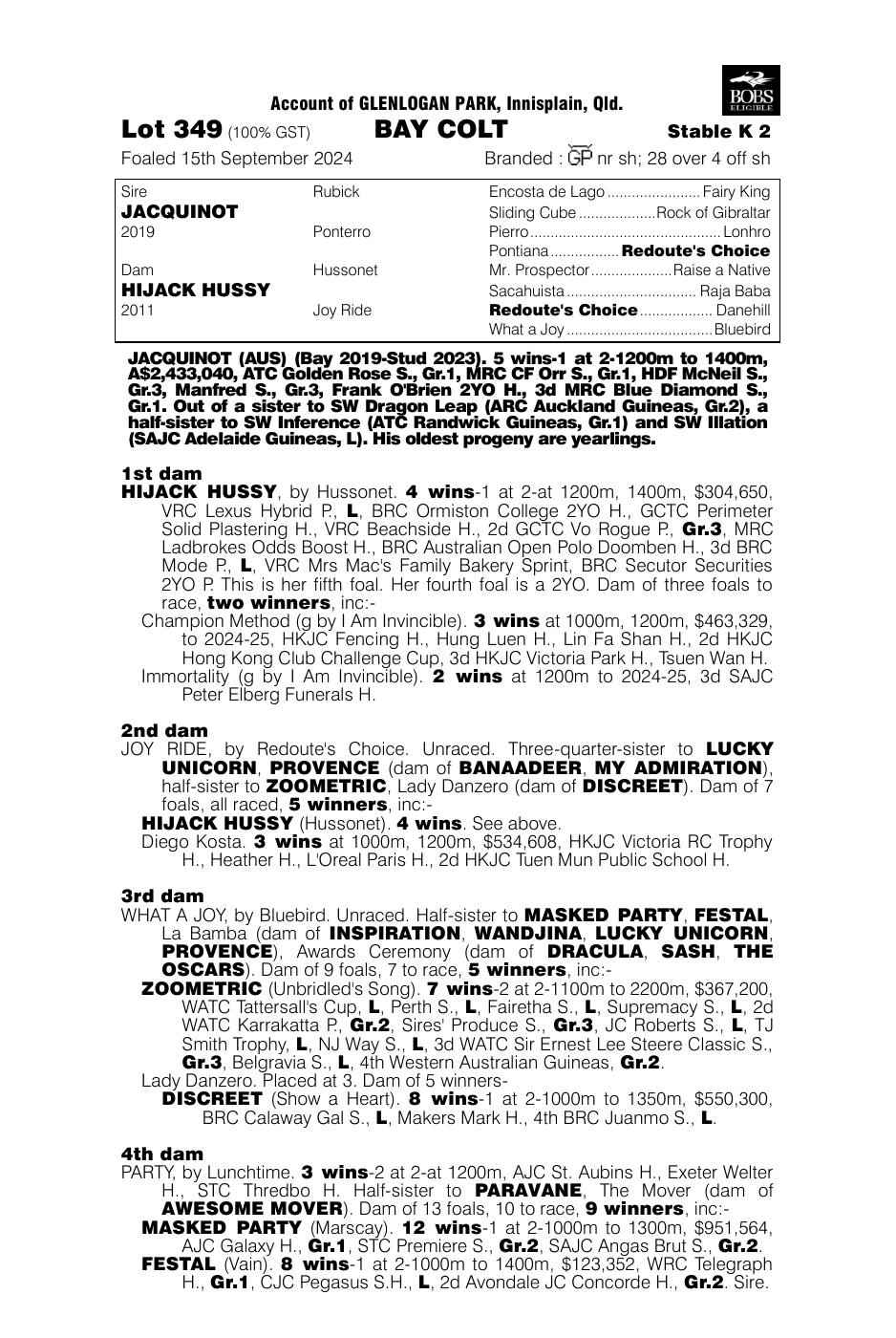 Pedigree - Lot 349