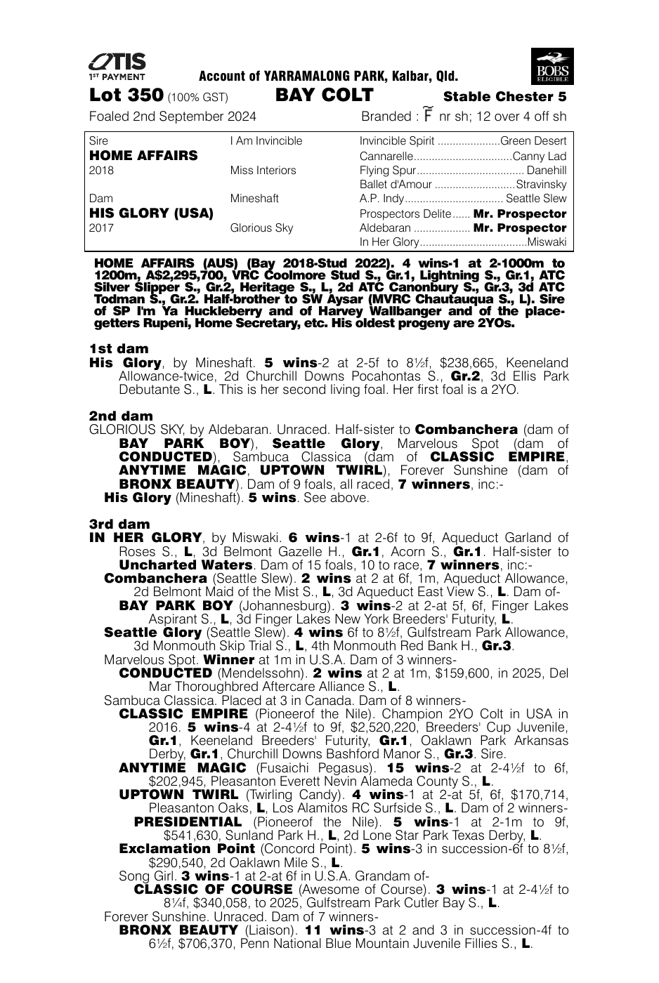 Pedigree - Lot 350