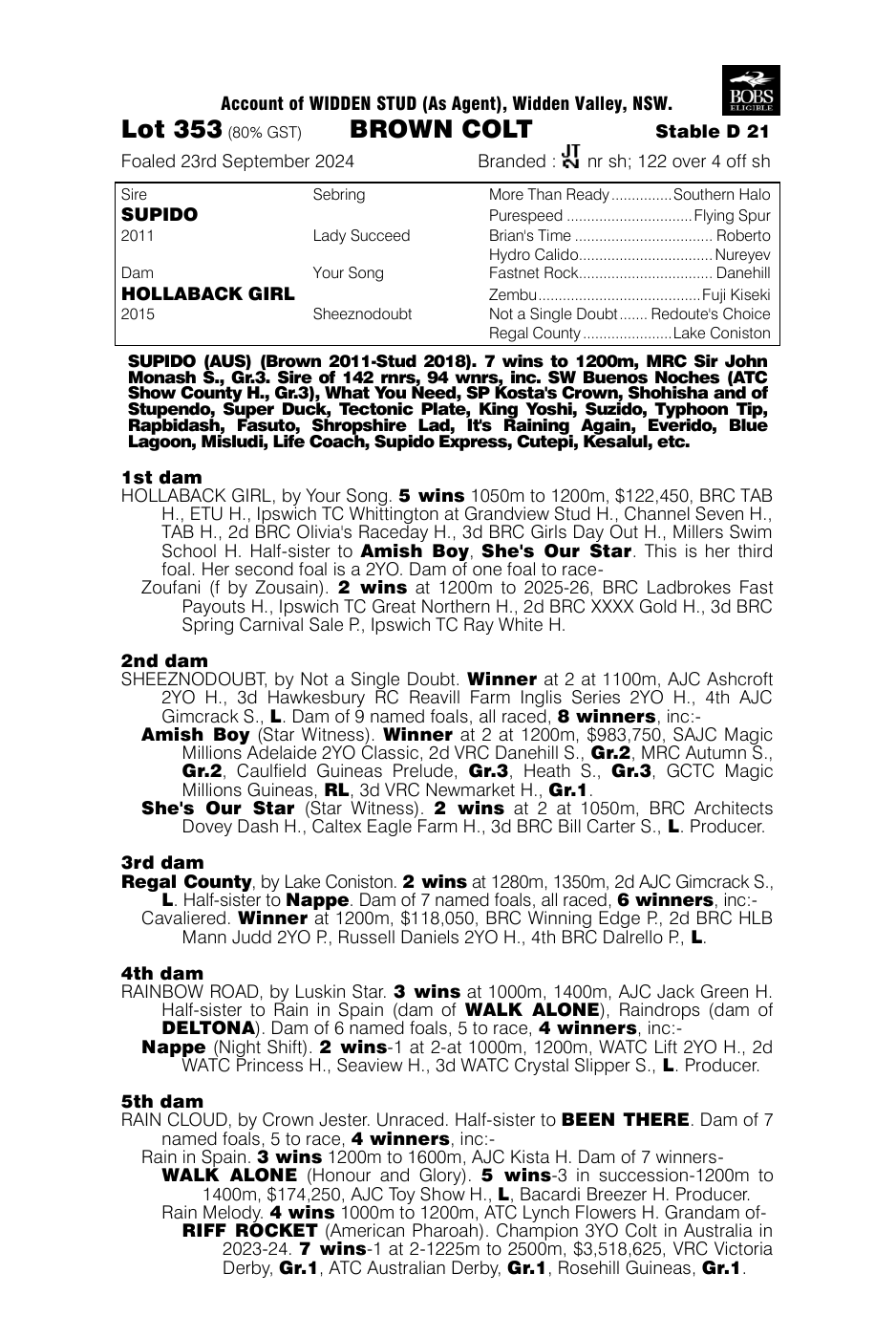 Pedigree - Lot 353