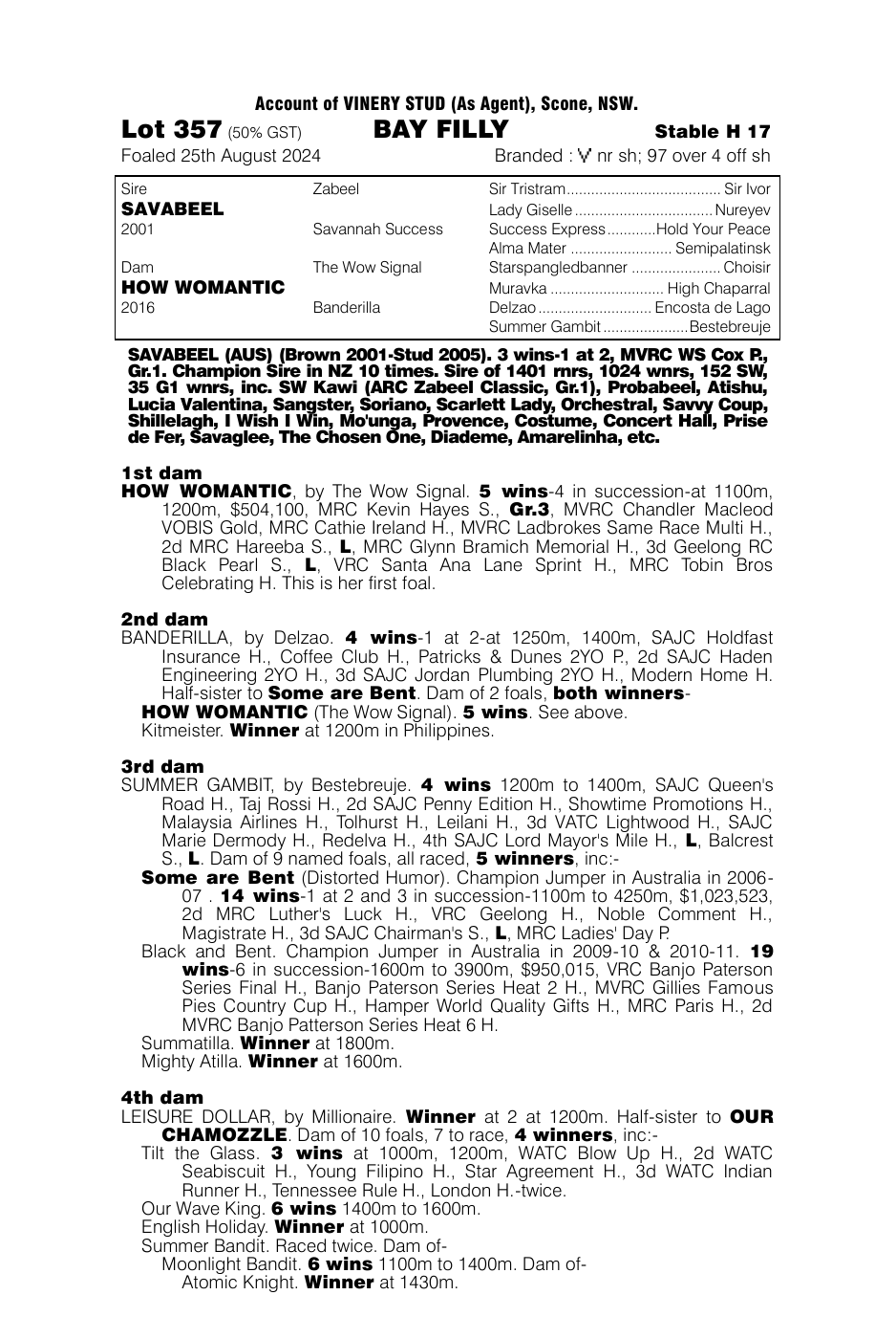 Pedigree - Lot 357