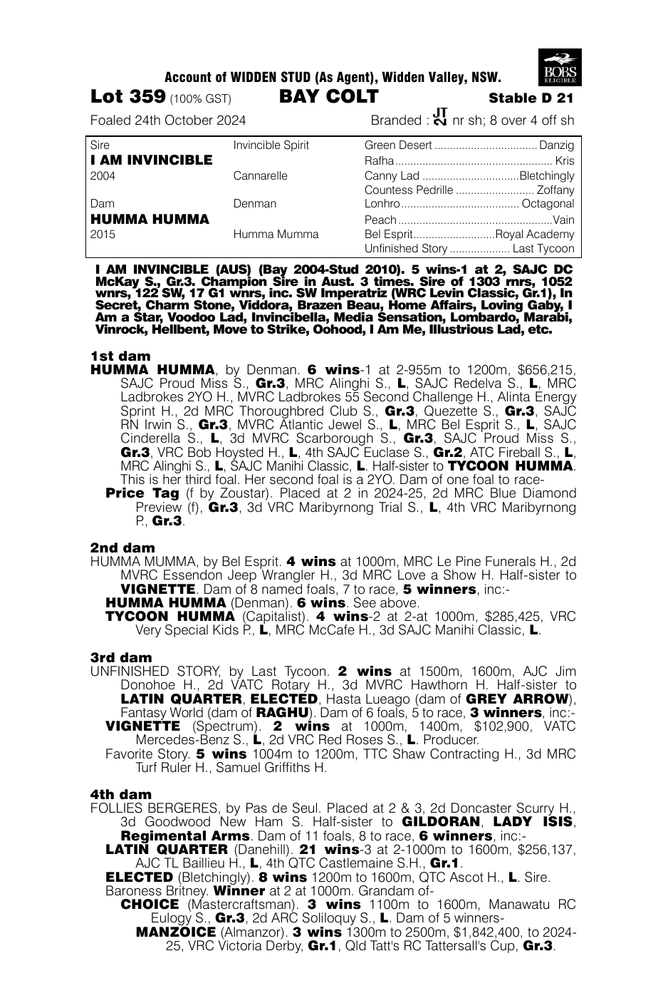 Pedigree - Lot 359