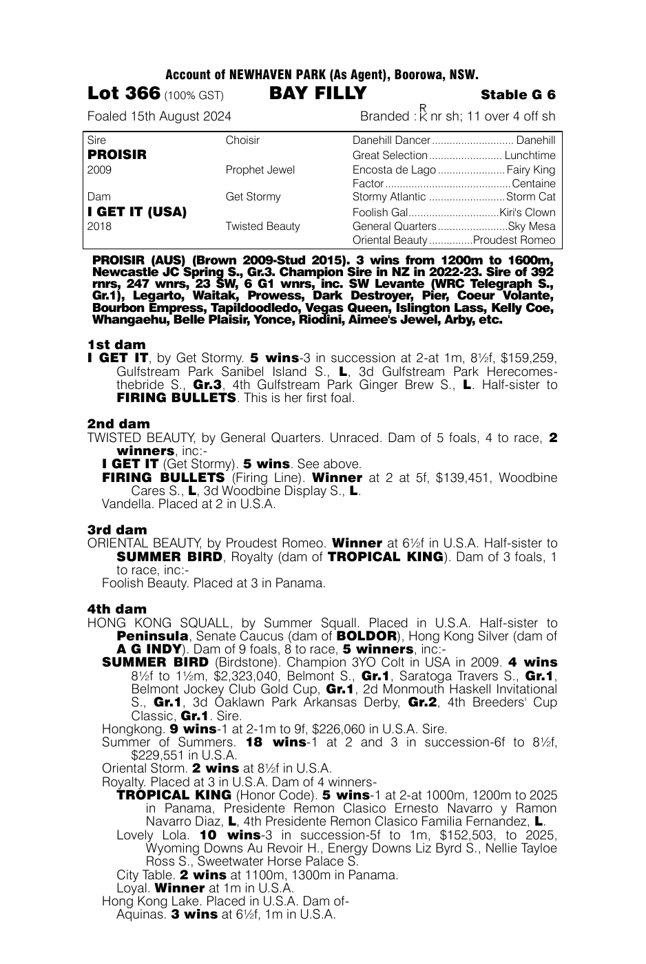Pedigree - Lot 366