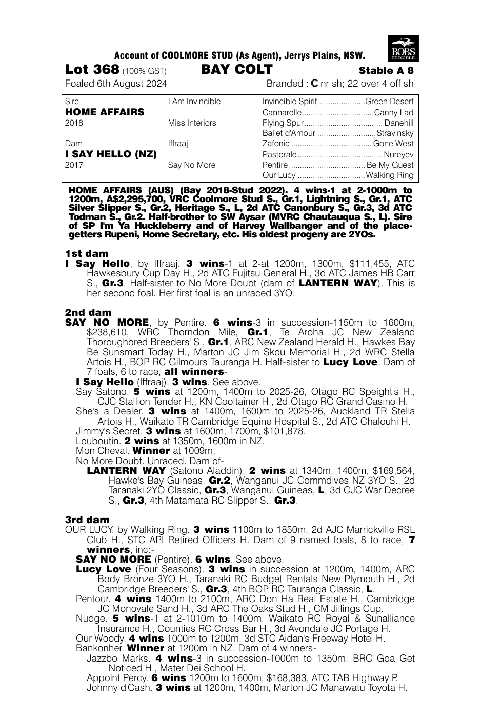 Pedigree - Lot 368