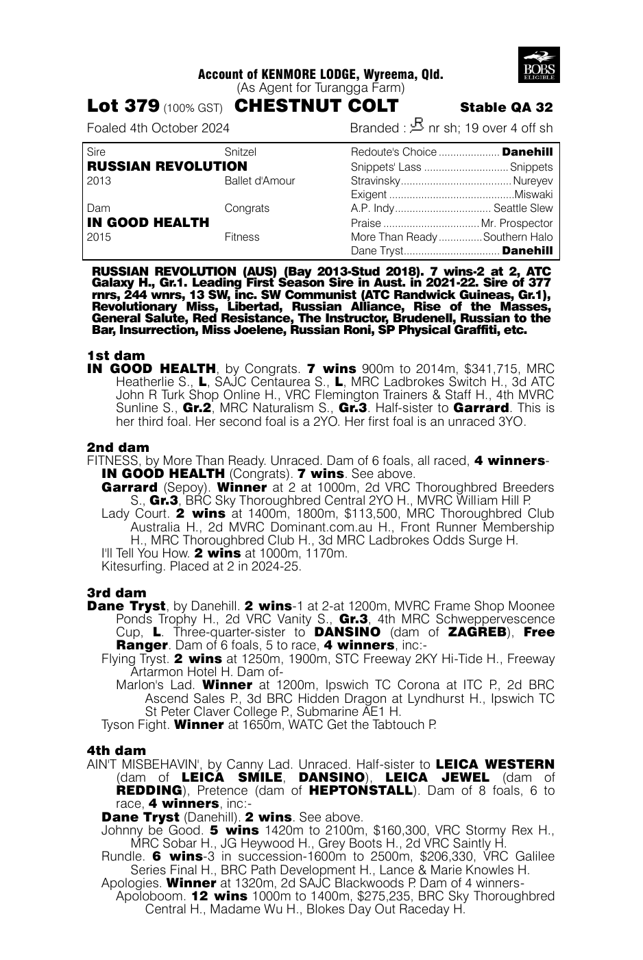 Pedigree - Lot 379