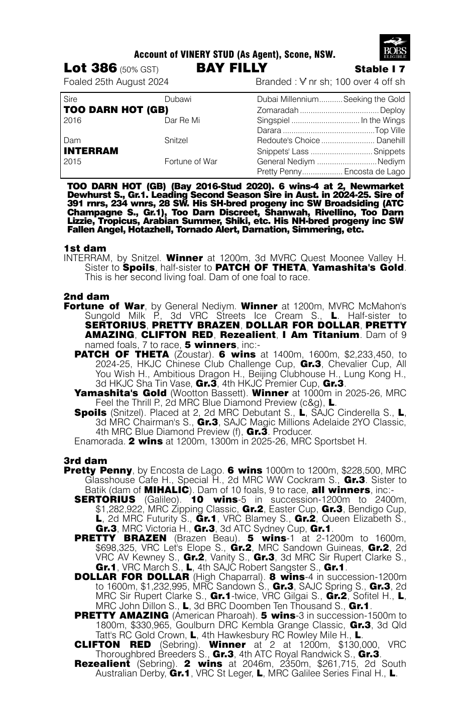 Pedigree - Lot 386