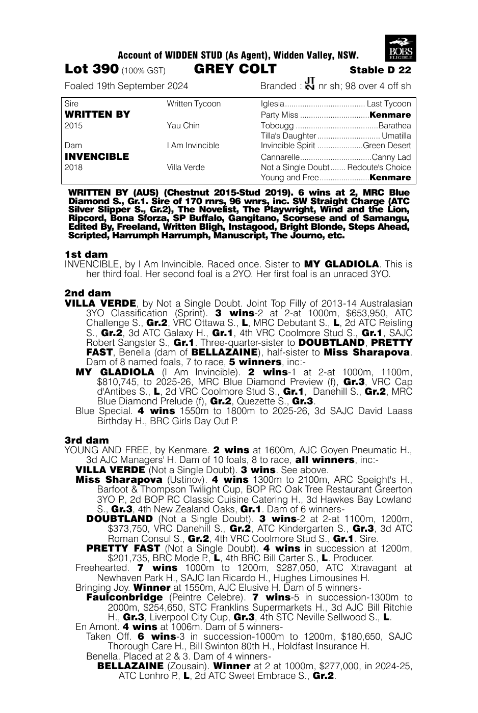 Pedigree - Lot 390