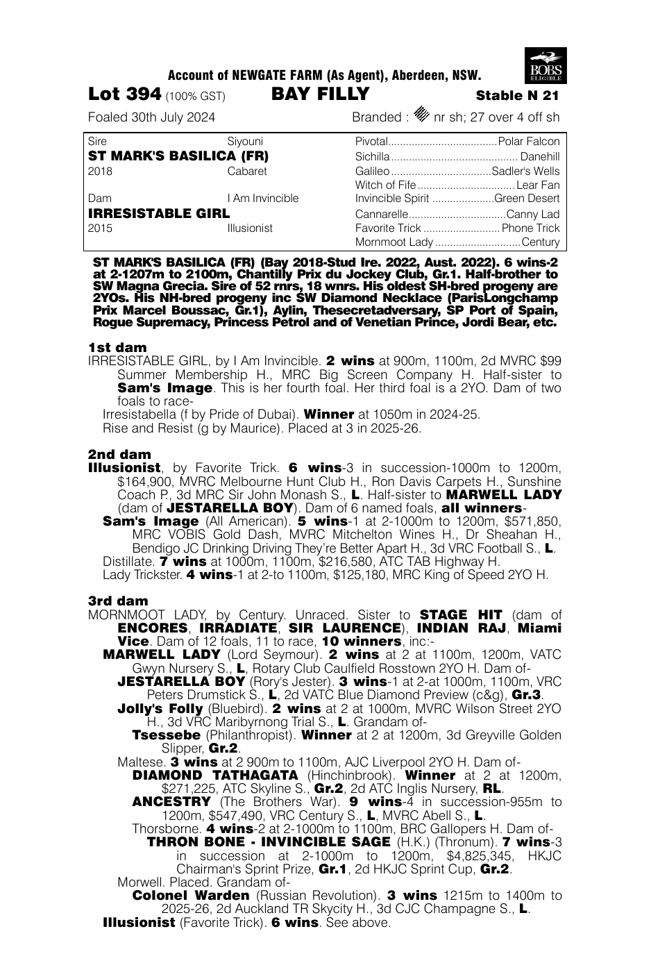 Pedigree - Lot 394