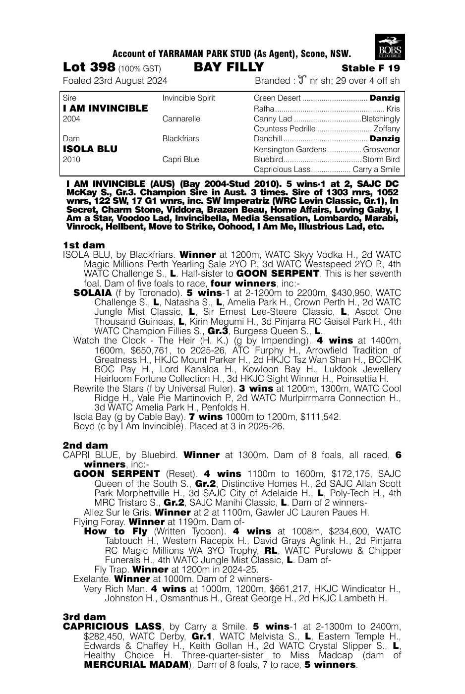 Pedigree - Lot 398