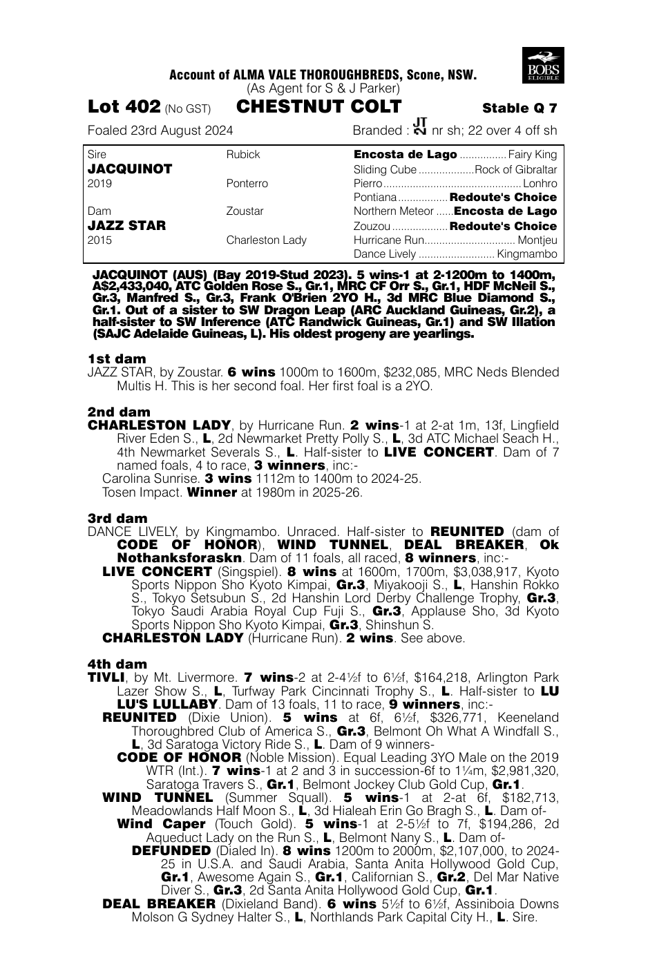 Pedigree - Lot 402