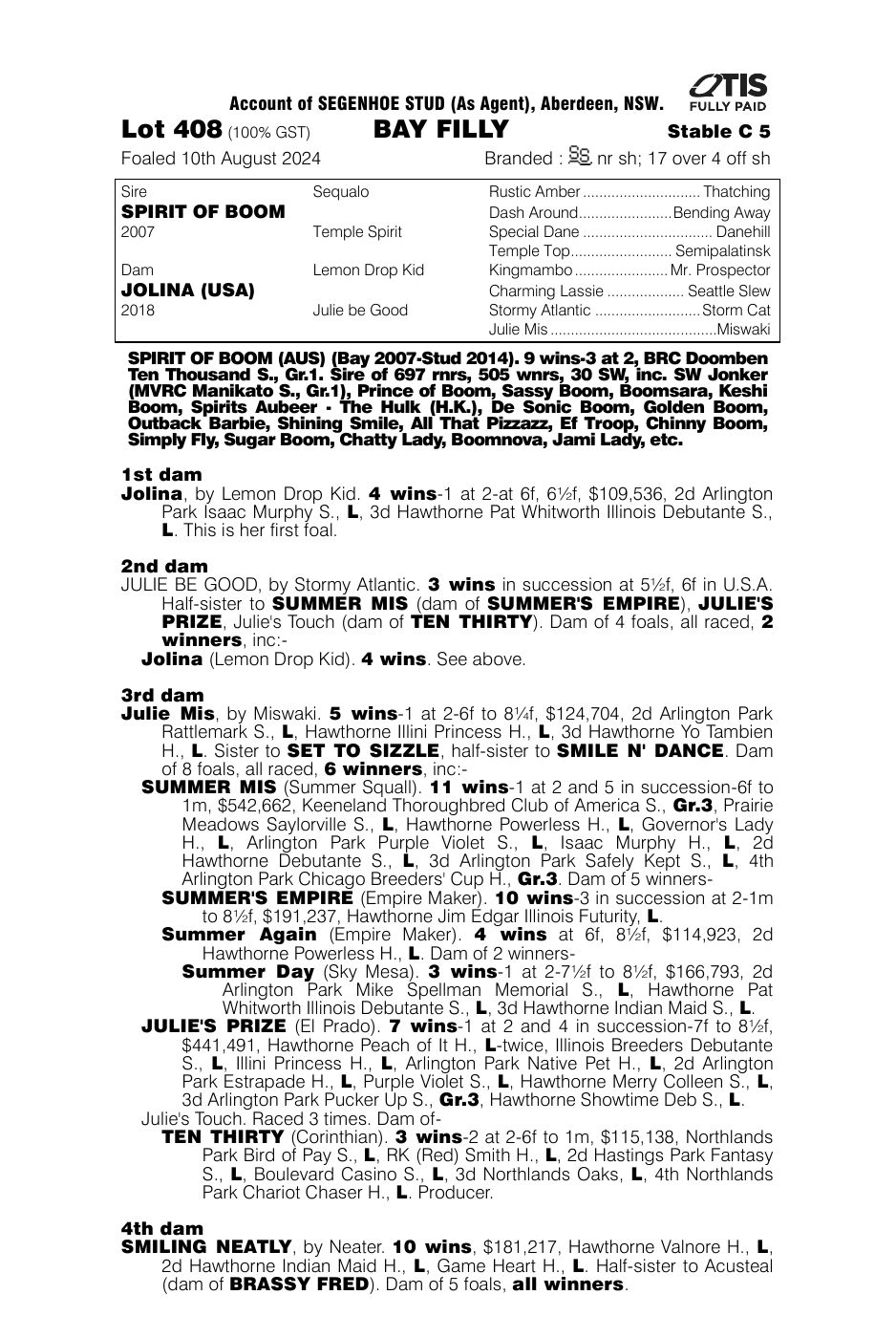 Pedigree - Lot 408