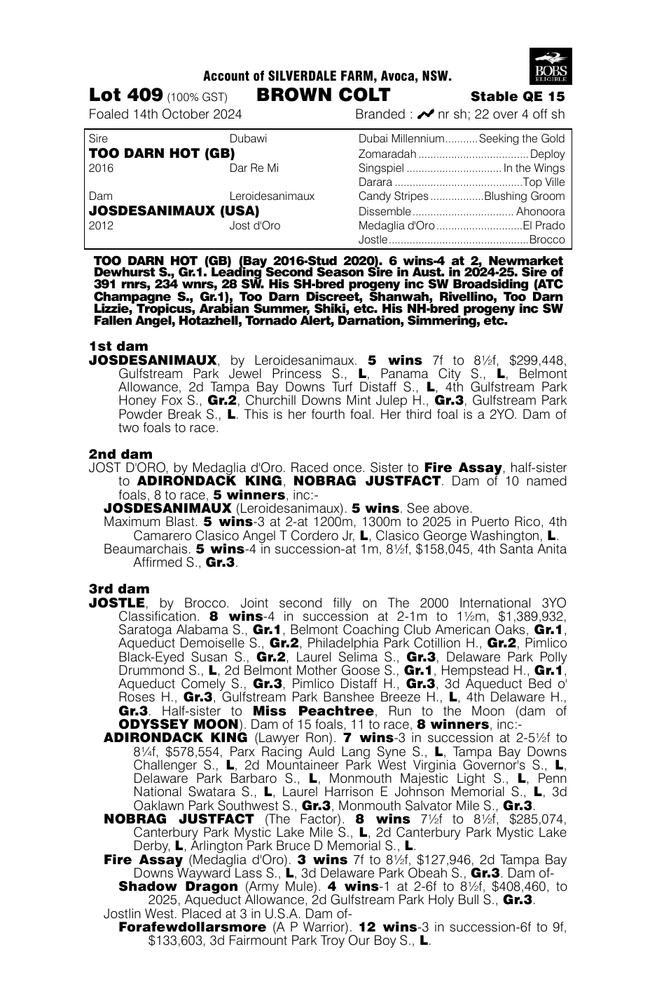 Pedigree - Lot 409