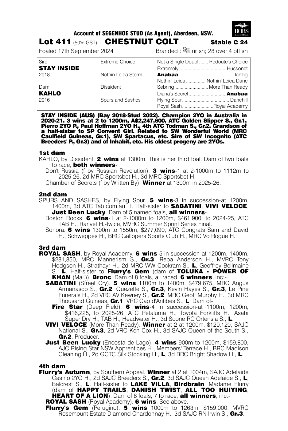 Pedigree - Lot 411