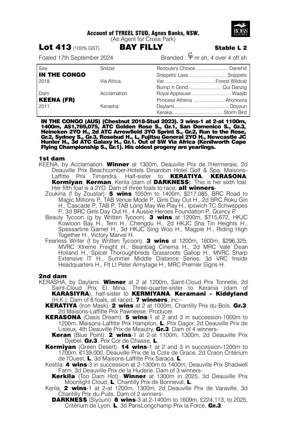 Pedigree - Lot 413