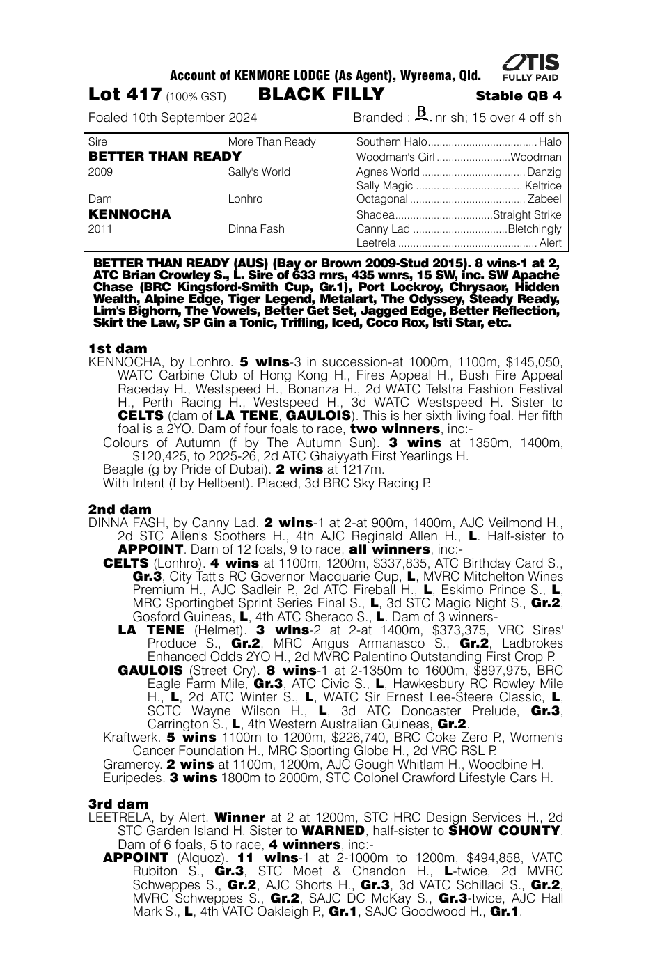 Pedigree - Lot 417