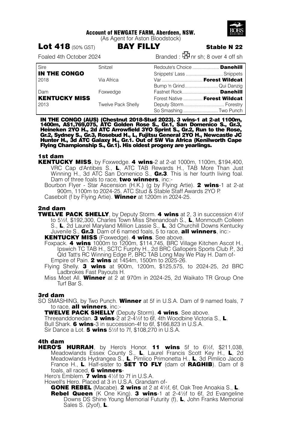 Pedigree - Lot 418
