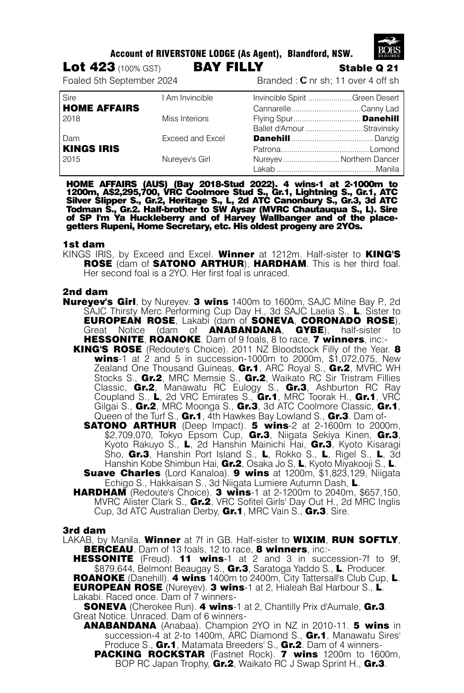 Pedigree - Lot 423