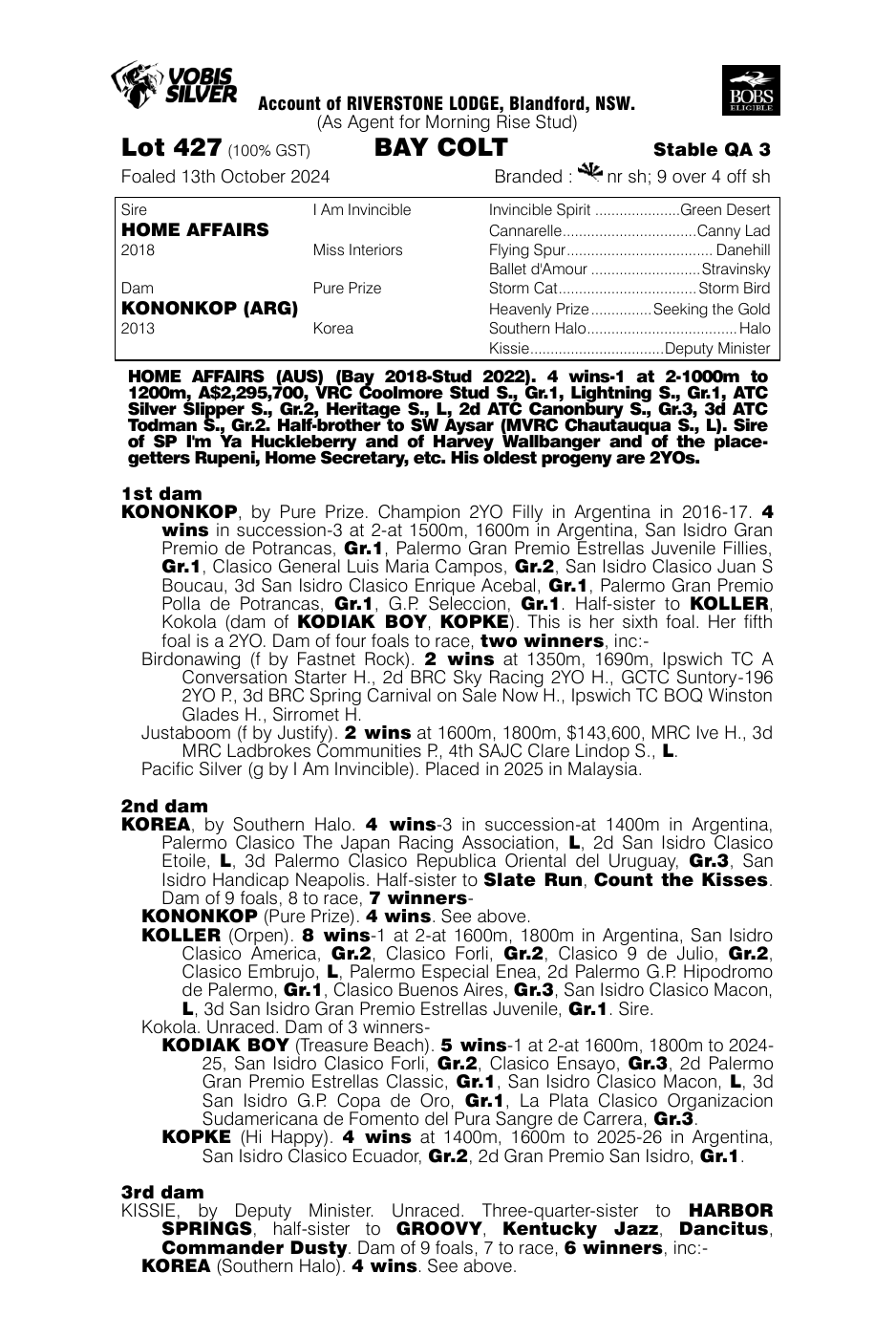 Pedigree - Lot 427