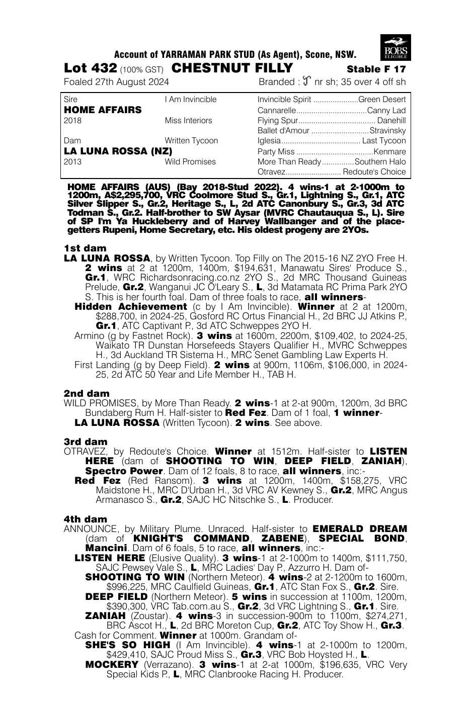 Pedigree - Lot 432